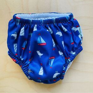 Green Sprouts Boy’s Reusable Absorbent Swim Diaper with Seagulls & Sailboats 12m